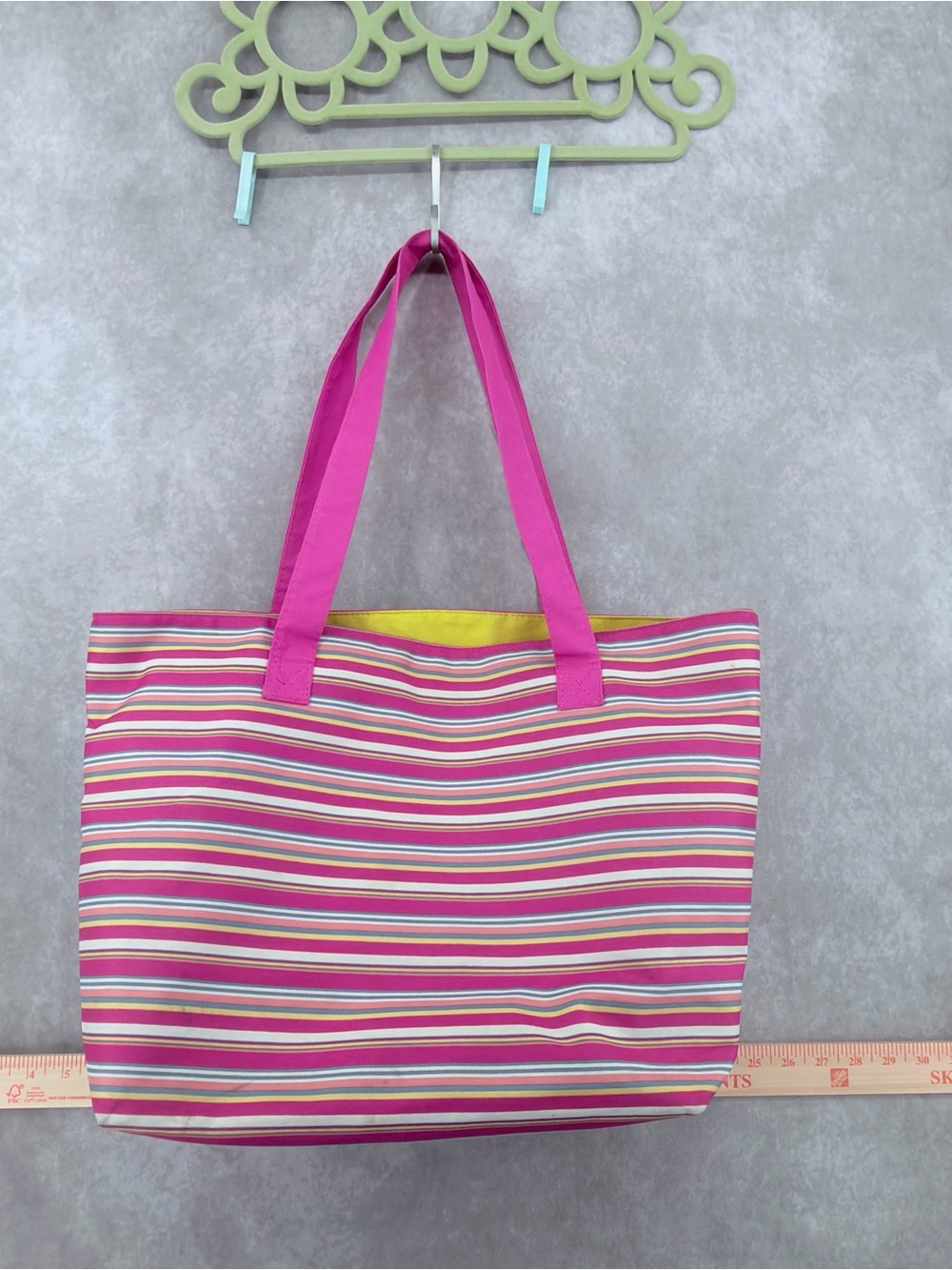 Pink Striped Canvas Tote Bag - Versatile Everyday Carry